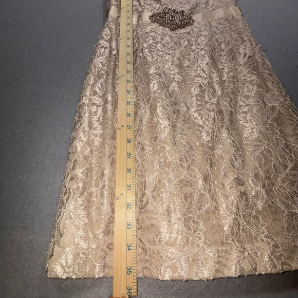 Jessica Howard Retro Champagne Sleeveless Lace Dress 4P Wedding Guest Dress - Picture 6 of 8